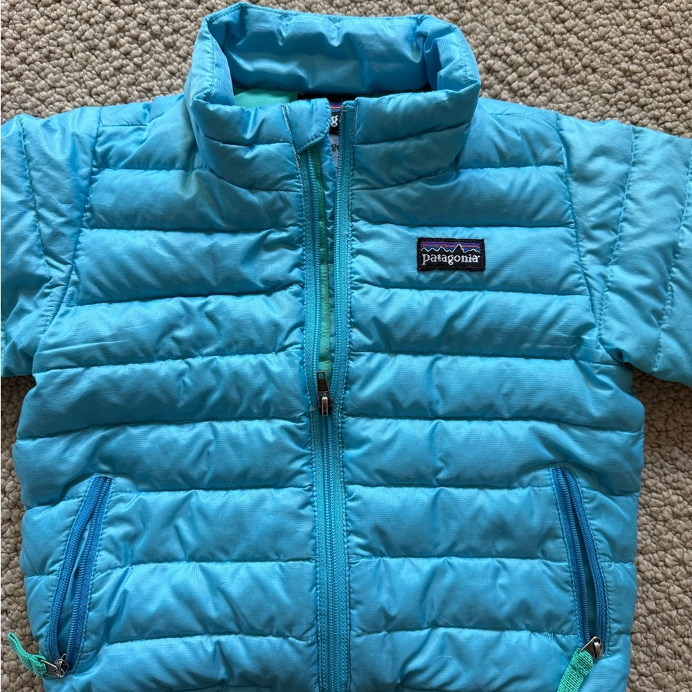 Patagonia Teal and Aqua Puffer Jacket